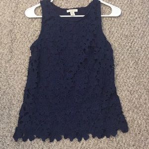 Saint Tropez West Navy Blue Lace Tank Top